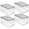 mDesign Plastic Office Storage Bin Box with Lid and Handles, 4 Pack